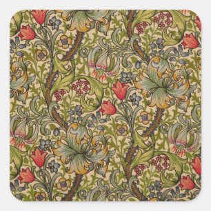 William Morris Golden Lily Antique Square Sticker