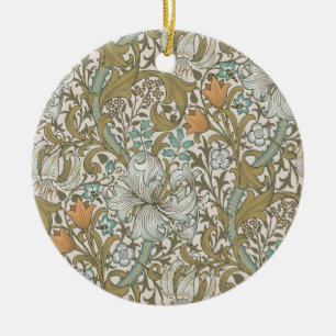 William Morris Golden Lily Blue Gold Classic Ceramic Ornament