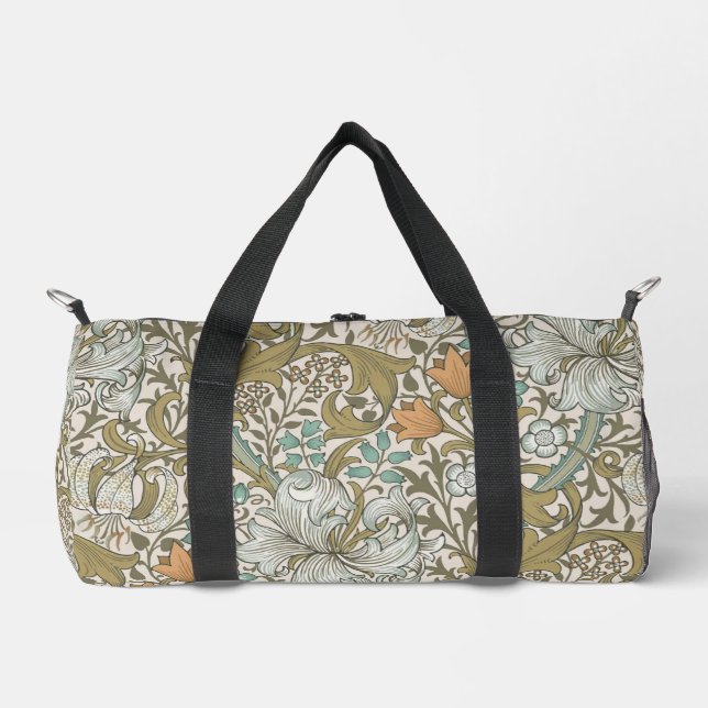 William Morris Golden Lily Blue Gold Classic Duffle Bag (Front)