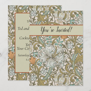 William Morris Golden Lily Blue Gold Classic Invitation