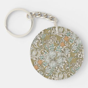 William Morris Golden Lily Blue Gold Classic Key Ring