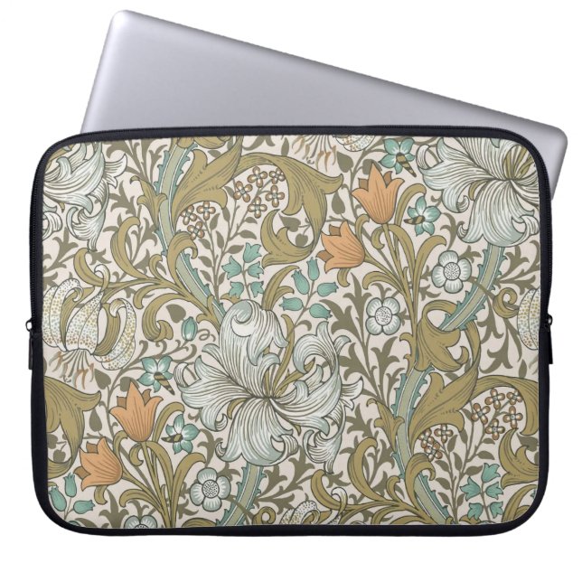 William Morris Golden Lily Blue Gold Classic Laptop Sleeve (Front)