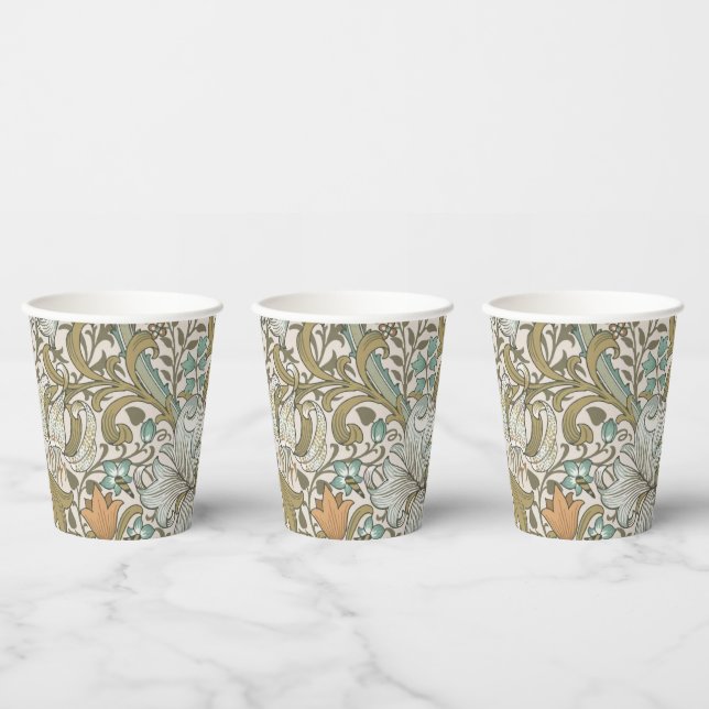 William Morris Golden Lily Blue Gold Classic Paper Cups (Multi)