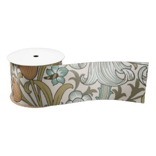 William Morris Golden Lily Blue Gold Classic Satin Ribbon