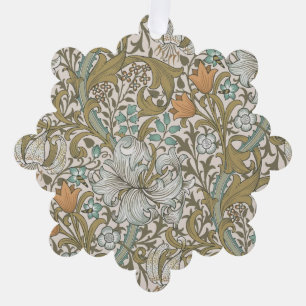 William Morris Golden Lily Blue Gold Classic Tree Decoration Card