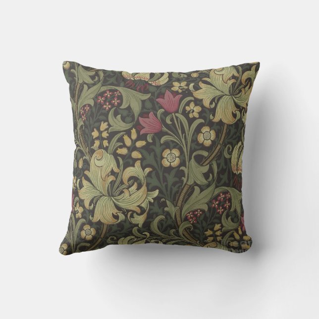 william-morris-golden-lily-charcoal-black-gold cushion (Back)