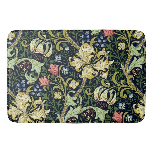 William Morris Golden Lily Floral Pattern Bath Mat (Front)
