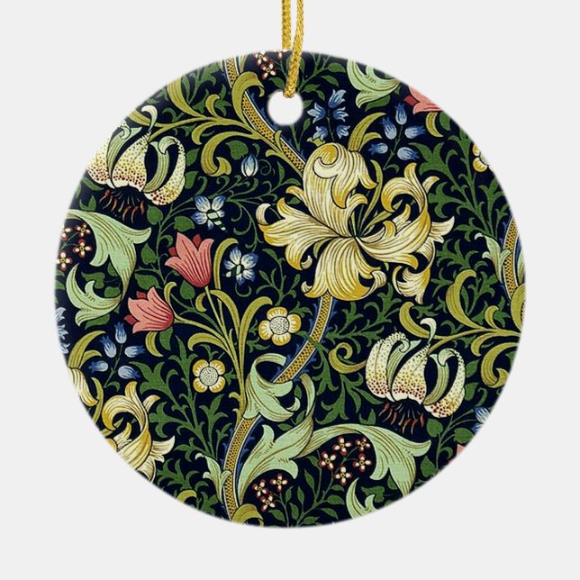 William Morris Golden Lily Floral Pattern Ceramic Ornament (Front)