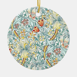 William Morris Golden Lily Floral Pattern Ceramic Ornament