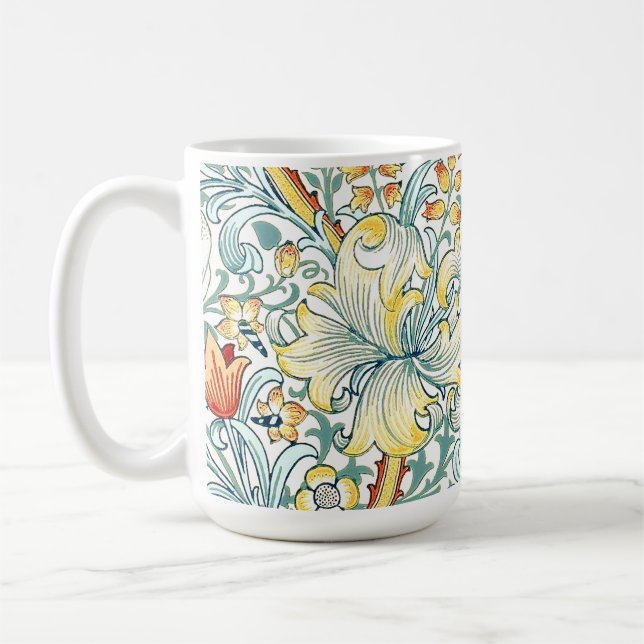 William Morris Golden Lily Floral Pattern Coffee Mug (Left)