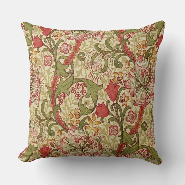 William Morris Golden Lily Floral Pattern Cushion (Front)