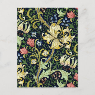 William Morris Golden Lily Floral Pattern Postcard