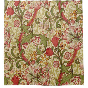 William Morris Golden Lily Floral Pattern Shower Curtain