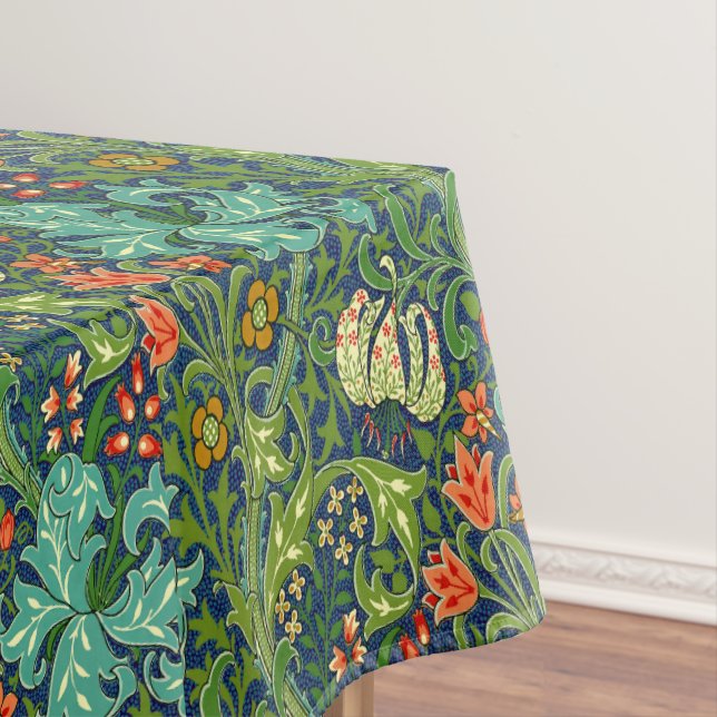 William Morris Golden Lily Floral Pattern Tablecloth (In Situ)