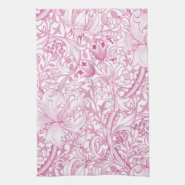 William Morris Golden Lily Floral Pattern Tea Towel (Vertical)