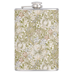 William Morris Golden Lily Garden Flower Classic Hip Flask