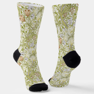 William Morris Golden Lily Garden Flower Classic Socks