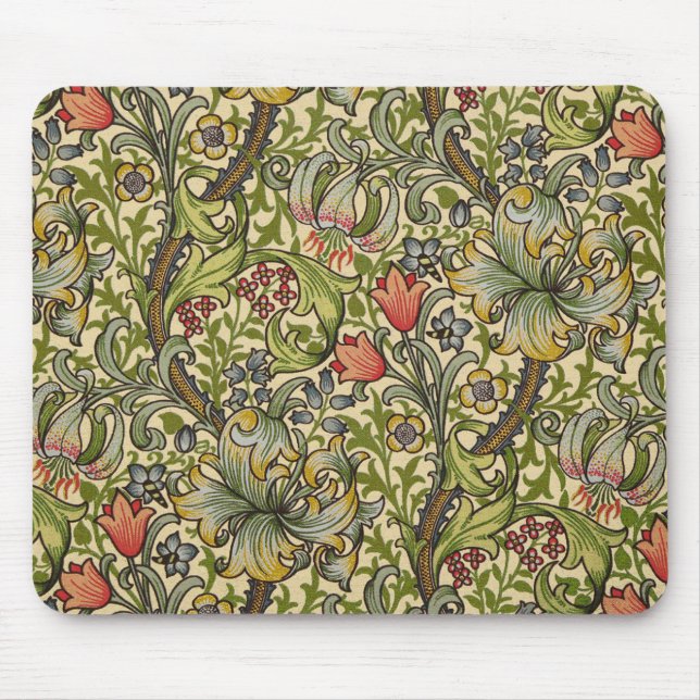 William Morris Golden Lily Pattern Mouse Pad (Front)