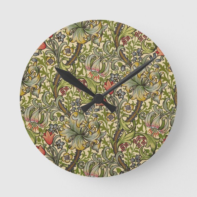 William Morris Golden Lily Round Clock (Front)