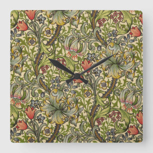 William Morris Golden Lily Square Wall Clock
