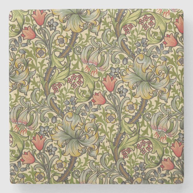 William Morris Golden Lily Stone Coaster (Front)