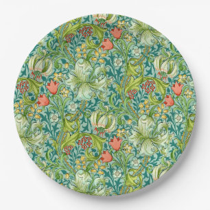 William Morris Golden Lily Vintage Floral Design Paper Plate