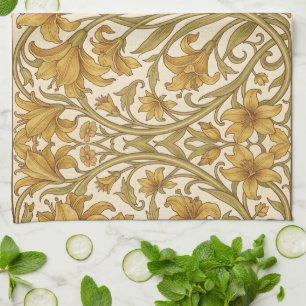 William Morris Golden Lily Vintage Floral Design Tea Towel