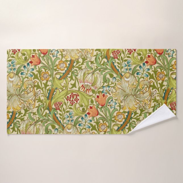 William Morris Golden Lily Vintage Pre-Raphaelite Bath Towel (Bath Towel)