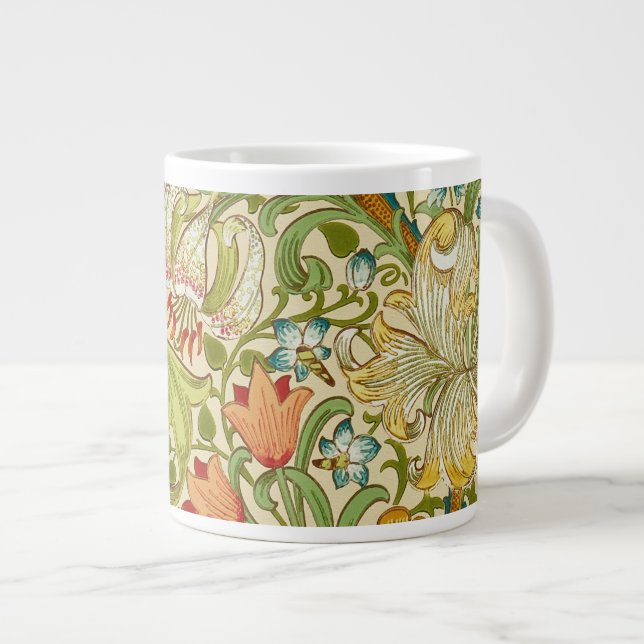 William Morris Golden Lily Vintage Pre-Raphaelite Large Coffee Mug (Front Right)