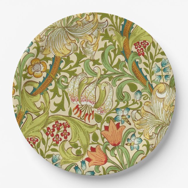 William Morris Golden Lily Vintage Pre-Raphaelite Paper Plate (Front)