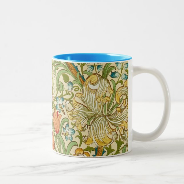 William Morris Golden Lily Vintage Pre-Raphaelite Two-Tone Coffee Mug (Right)