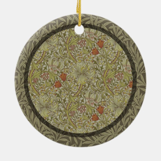 William Morris Golden Lily Willow Bough Pattern Ceramic Ornament (Back)