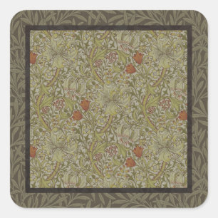 William Morris Golden Lily Willow Bough Pattern Square Sticker
