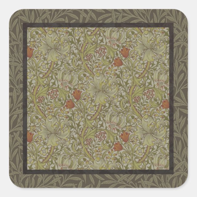 William Morris Golden Lily Willow Bough Pattern Square Sticker (Front)
