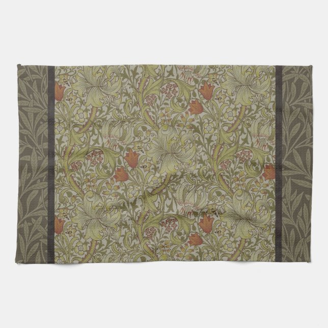 William Morris Golden Lily Willow Bough Pattern Tea Towel (Horizontal)