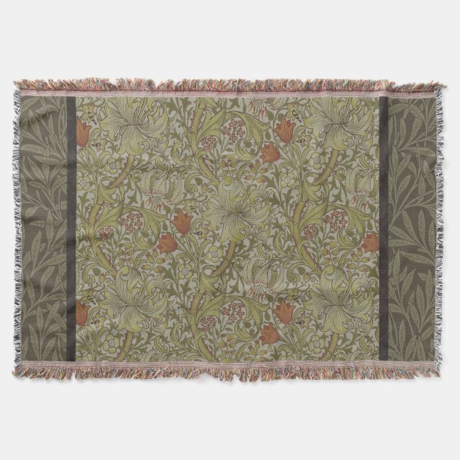 William Morris Golden Lily Willow Bough Pattern Throw Blanket (Front)