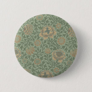 William Morris Grafton Floral Pattern Sage Green 6 Cm Round Badge