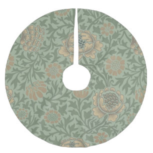 William Morris Grafton Floral Pattern Sage Green Brushed Polyester Tree Skirt