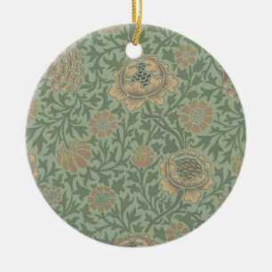 William Morris Grafton Floral Pattern Sage Green Ceramic Ornament
