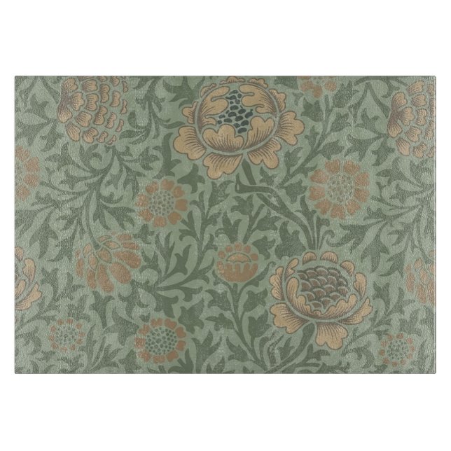 William Morris Grafton Floral Pattern Sage Green  Cutting Board (Front)