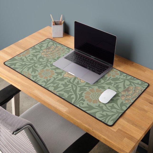 William Morris Grafton Floral Pattern Sage Green  Desk Mat (Office 2)