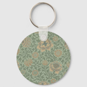 William Morris Grafton Floral Pattern Sage Green  Key Ring