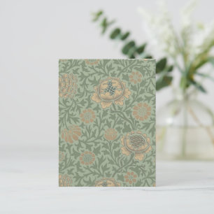 William Morris Grafton Floral Pattern Sage Green Postcard