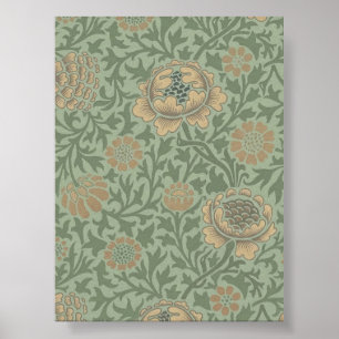 William Morris Grafton Floral Pattern Sage Green Poster