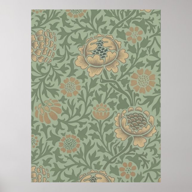 William Morris Grafton Floral Pattern Sage Green  Poster (Front)