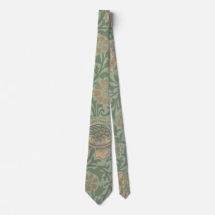 William Morris Grafton Floral Pattern Sage Green Tie