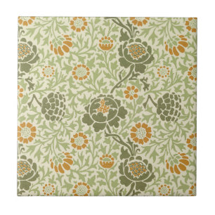 William Morris Grafton Sage Green Floral Pattern Ceramic Tile