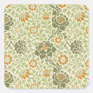 William Morris Grafton Sage Green Floral Pattern Square Sticker