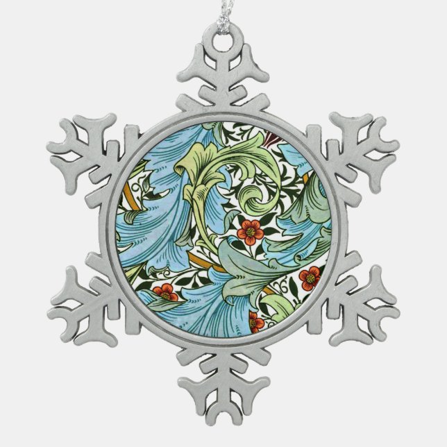 William Morris - Granville, famous design, Snowflake Pewter Christmas Ornament (Front)