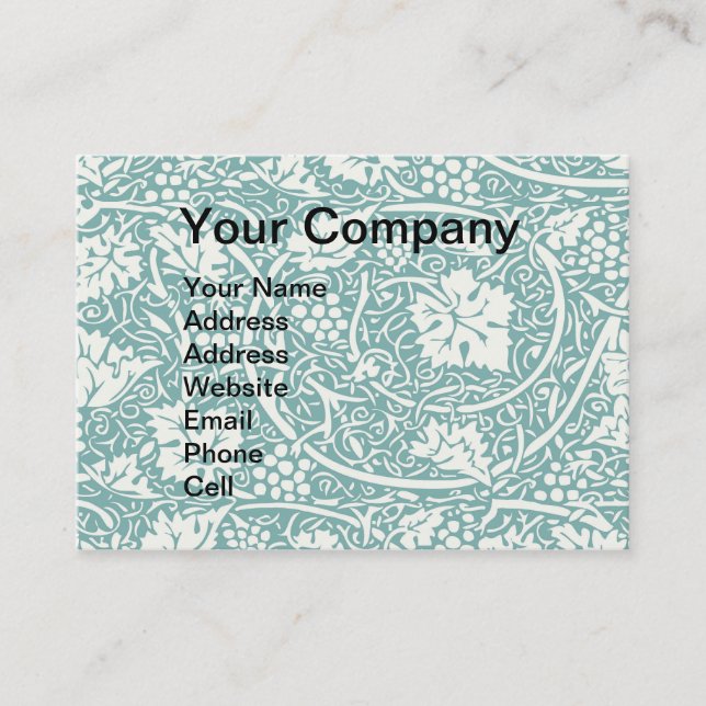 William Morris Grape Pattern Teal Turquoise Business Card (Front)